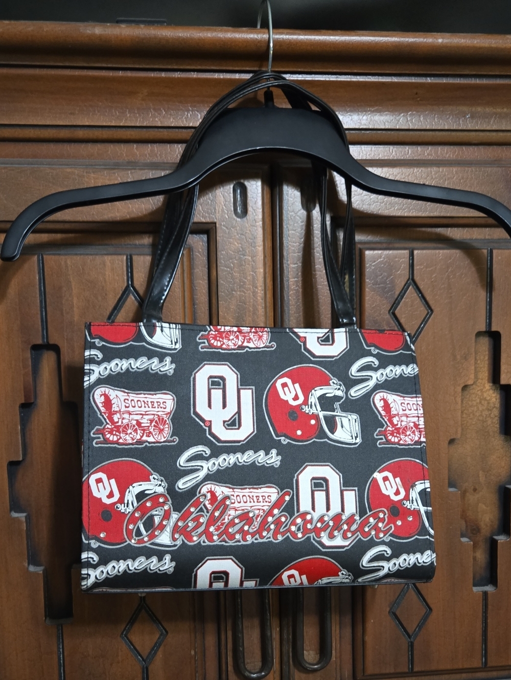 Oklahoma Sooners Black & Red Canvas Tote Bag